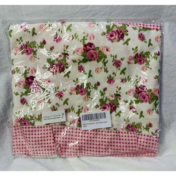 Apron For Teens Raylinedo Junior Pink White Double Pocket Full Floral Gingham - Picture 3 of 6